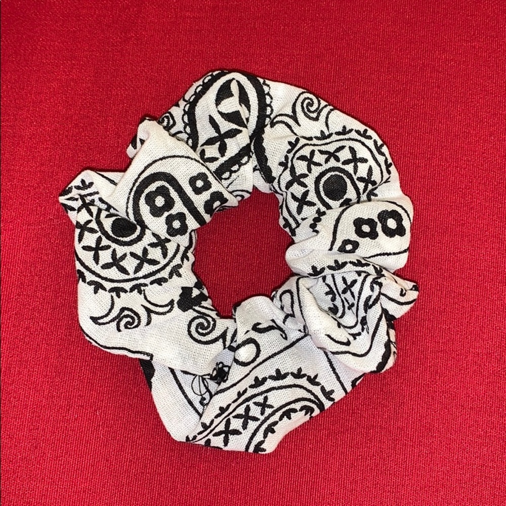White Bandana Scrunchie